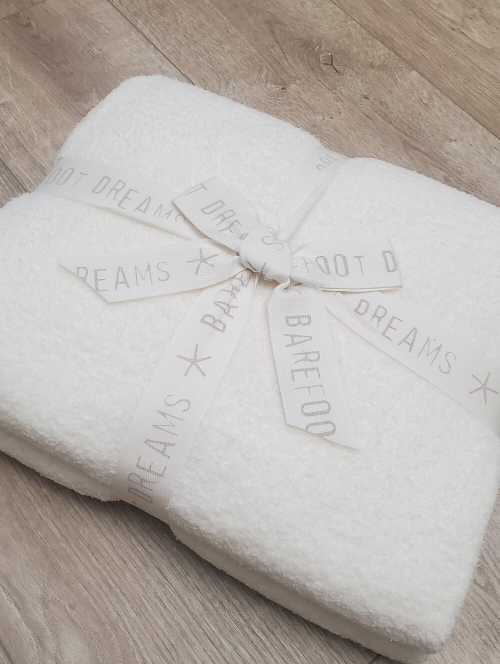 Barefoot Dreams CozyChic Stacked Rib Border Blanket Throw Pearl 45"x60" NEW